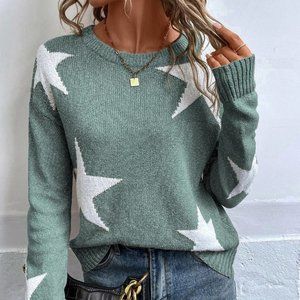 Green Star Pattern knit Sweater top